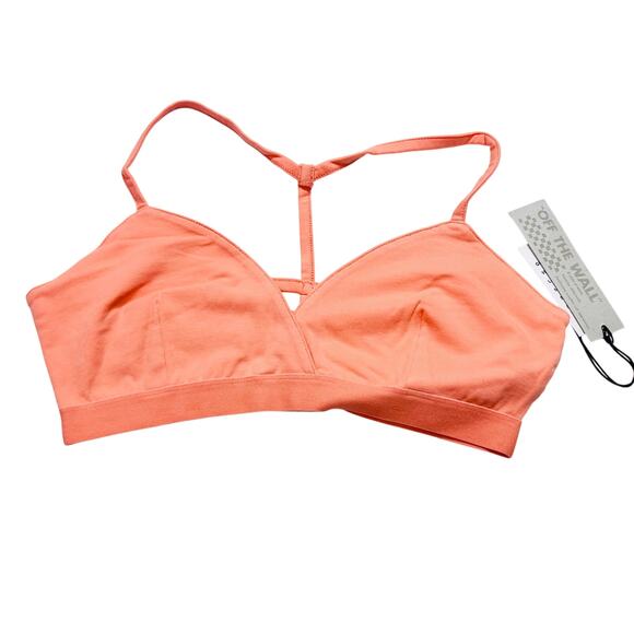 Vans Bikini Top Bralette Small Fusion Coral Swimwear T-Straps Open Back New - Picture 1 of 9